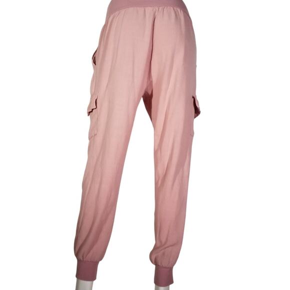 Fate Womens Cargo Joggers Pink Linen Blend Elastic Waist Cuffs Size M - Picture 4 of 7